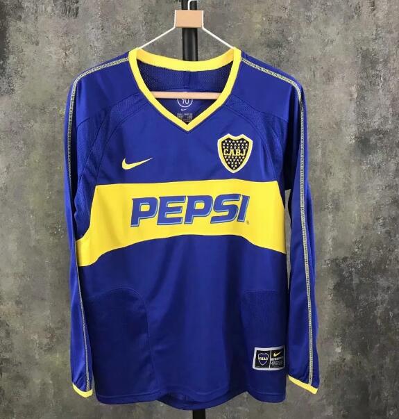 2003-04 Boca Juniors Retro Long Sleeve Home Kit Soccer Jersey